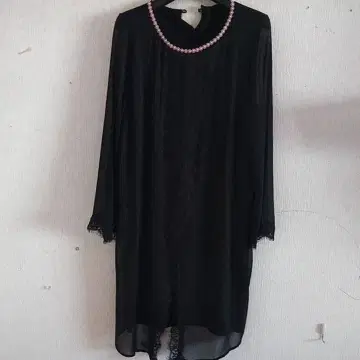 ArteSoie 블랙 레이스 장식 무릎 기장 원피스 쇼와 레트로