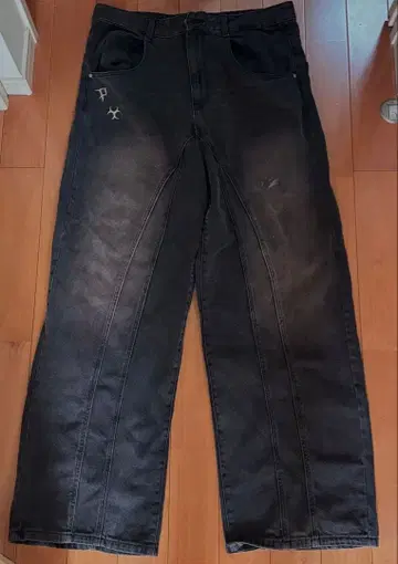 블랙 와이드 레그 데님