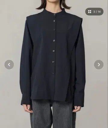 PUBLIC TOKYO 숄더 턱 밴드 카라 셔츠