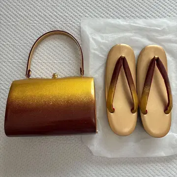 일본 의류용 백과 조리 M 사이즈 세트 (빨간색 x 골드 그라데이션)