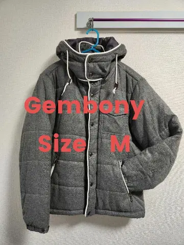 Gembony 후드 부착 다운 자켓 M 사이즈 그레이 충전솜 블루종