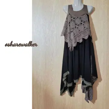 [미사용] 오샤레 워커 이소재 레이스 헴라인 원피스