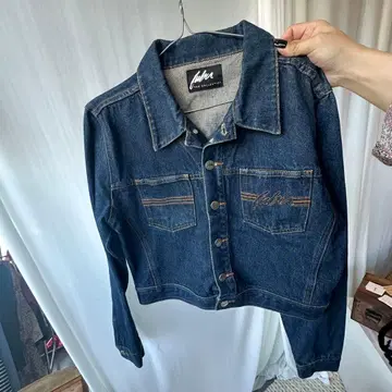 fuhir 다크 블루 크롭 데님 자켓