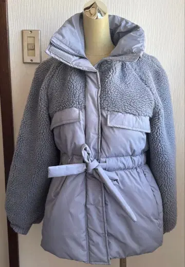 그레이 플리스 자켓 허리 벨트 포함