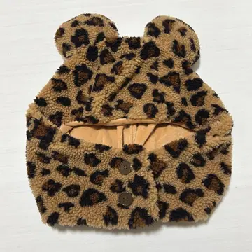 레어 디즈니 리조트 미키 레오파드 무늬 팬캡 모자 머플러