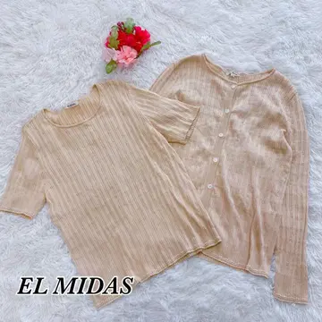 엘르미다/씨 아일랜드 코튼/새상품급 앙상블/베이지/M 사이즈