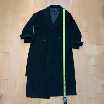 블랙 롱 코트 더블 브레스트