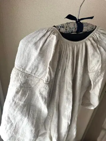 빈티지 우크라이나 자수 린넨 롱 원피스