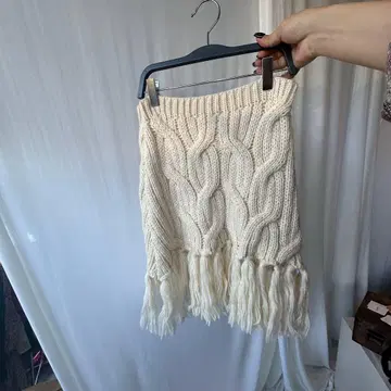 아이보리 케이블 짜임 프린지 니코앤드 nikoand 니트