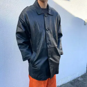 90s 빈티지 구제 의류 라무 가죽 자켓 카 코트 가죽 코트