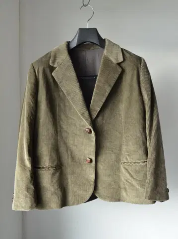 90s 코듀로이 자켓 올리브 짧은 기장 굵은 폭