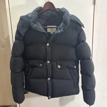 PYRENEX 후드 부착 블랙 다운 자켓 S/M 란스