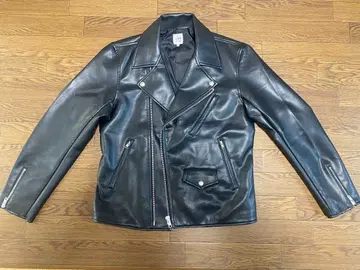 블랙 가죽 더블 라이더 자켓