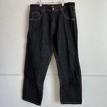 ubug 블랙 데님 팬츠 빨간색 스티치