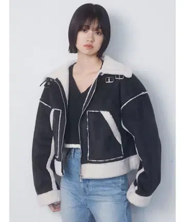 EMODA 무스탕 코트 블랙/그레이