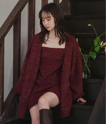 mideal 글리터 멜란지 니트 앙상블