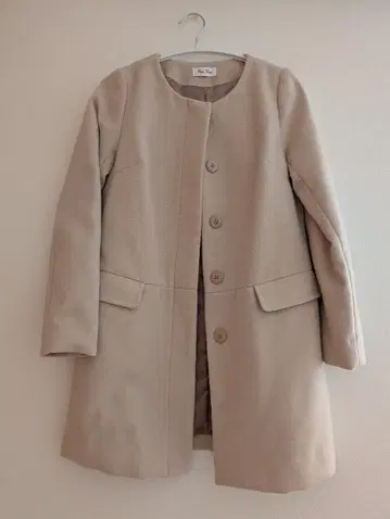 Bye Bye 베이지 롱 코트 노카라 코트 M