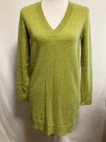 APERITIF 라임 그린 V넥 캐시미어 니트 38