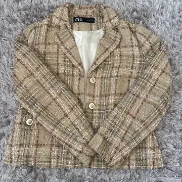 [ ZARA ] 여성용 체크 테일러드 자켓 베이지 계열 가을/겨울
