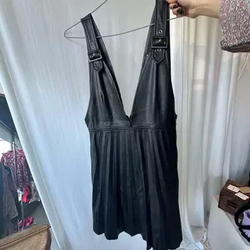 블랙 플레이팅 디자인 원피스 zara 레이어드