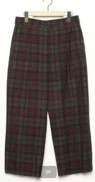 이에나 IENA 와이드 체크 크롭 팬츠 울 사이즈 40 L