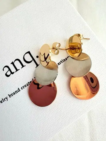 anqanq anq 스테인리스 멀티 서클 귀걸이