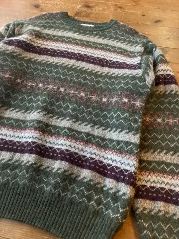 셰틀랜드 울 페어아일 니트 스웨터 RETREAT 홍콩제 90s