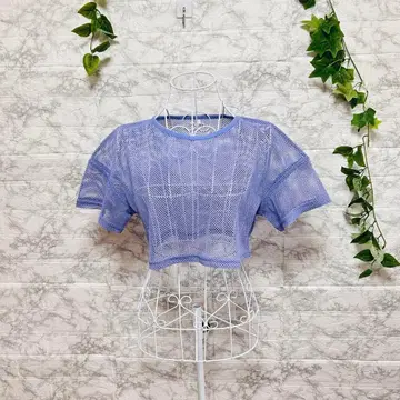 [ f39 ] [ GU ] 라벤더 메쉬 크롭탑 [ S ]