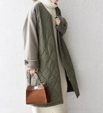 SHIPS 쉽스 퀼팅 지퍼 코트 올리브