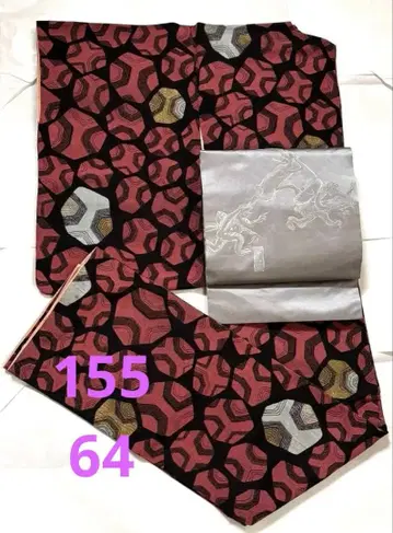 세미 앤티크 기하학 패턴 코몬 기모노 축구공 야구 순수 실크