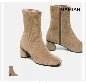 스퀘어토 코듀로이 숏부츠 5cm 힐 마미안 MAMIAN