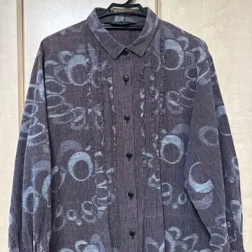 긴팔 셔츠 원피스 다크 브라운 그레이 무늬