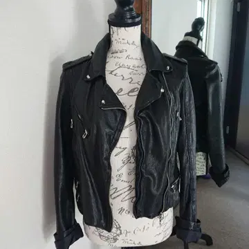 천연 가죽 여성용 라이더 자켓