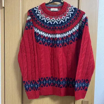 페어아일 패턴 울 혼방 스웨터