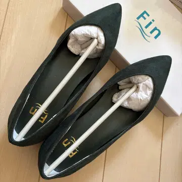 Fin 다크 그린 스틸레토 플랫슈즈 23.0cm