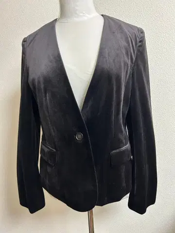 블랙 벨벳 노카라 자켓