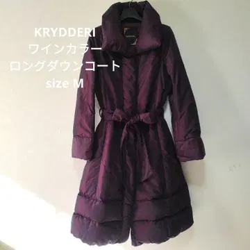 1회 착용 KRYDDERI 롱 다운 코트 보르도 와인 컬러 M 사이즈