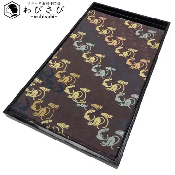 후쿠로 오비 고양이 패턴 고양이 발자국 발바닥 블랙 홍매화색 O-5780