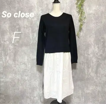 [ So close ] 셔츠 원피스 니트 레이어드 스타일 도킹 L
