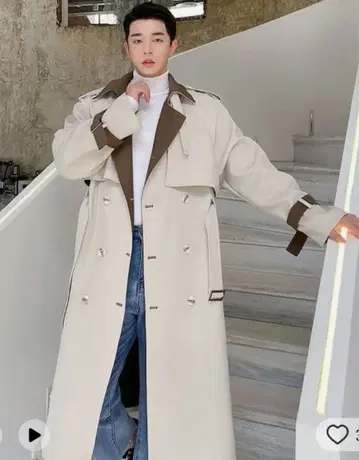 AEEWINNER 남성용 롱 코트 스탠드 칼라 체스터 코트 xl