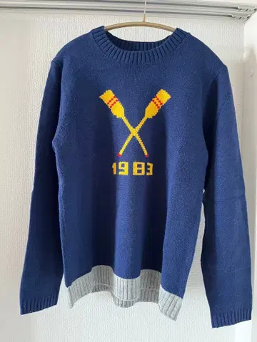 CHUMS 네이비 크로스 디자인 스웨터 S