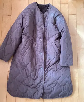 아메리칸 홀릭 브라운 충전솜 퀼팅 롱 코트 자켓