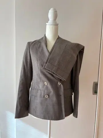 REDA 그레이지 체크 더블 브레스트 자켓 & 크롭 팬츠