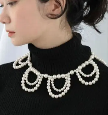 RAY BEAMS 빔즈 더블 프릴 화이트 펄 목걸이