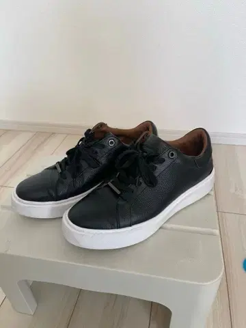 AOURE DEVICE1 블랙 가죽 로우컷 스니커즈 27.5cm