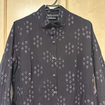 블랙 플라워 무늬 셔츠 원피스 긴팔