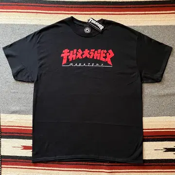 미사용 택 포함! THRASHER 고질라 콜라보 카타카나풍 디자인 T셔츠