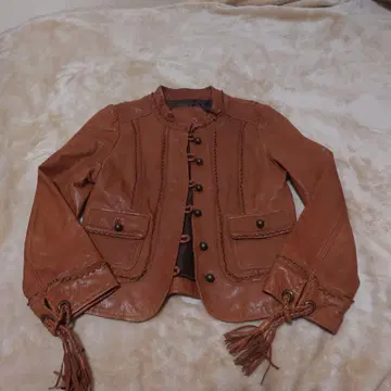 GRACE CONTINENTAL 브라운 가죽 자켓 가죽 양가죽