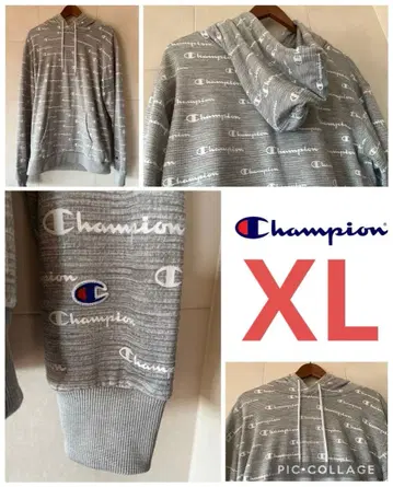 새상품급 Champion 챔피온 올 패턴 로고 맨투맨 후드티 그레이