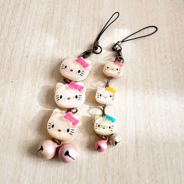 Sanrio 헬로키티 3 스트랩 2개 방울 포함 헤이세이 레트로
